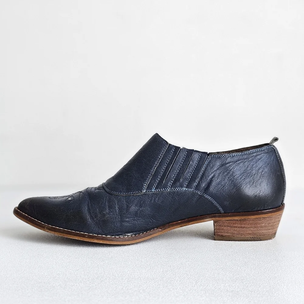 Anthropologie Sixty Seven Blue Leather Ankle Boots – Women’s EU 41 US 9.5 10